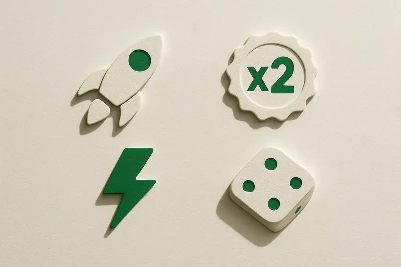 Grid of instant game symbols on cream linen background